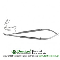 Micro Vascular Scissors Round Handle - Delicate Blades - One Blade with Probe Tip - Angled 125° Stainless Steel, 16.5 cm - 6 1/2"